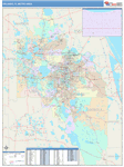 Orlando-Kissimmee-Sanford Metro Area Wall Map Color Cast Style